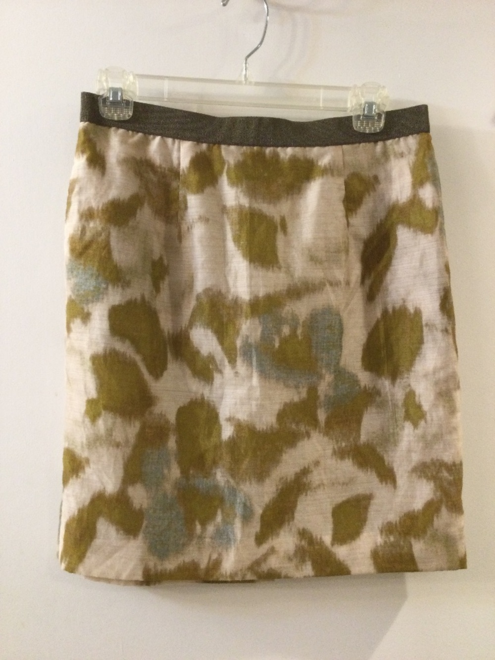 Loft Petites Pencil Mini Skirt  w/Pockets  6p Abstract  Golden Olive Teal
